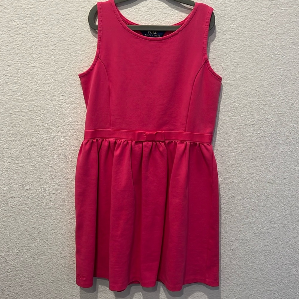Polo Ralph Lauren Girls Pink Fit & Flare Dress Size L 12-14 Party Easter